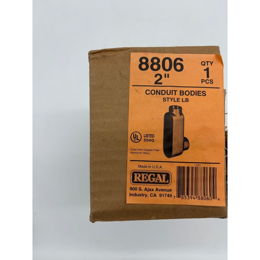 Regal 8806 2 Inch Style LB Conduit Body Copper-Free Aluminum Alloy Threaded Hubs
